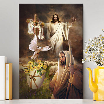 Jesus Dove Cross Yellow Flower Wall Art Canvas - Jesus Portrait Canvas Prints - Christian Wall Art