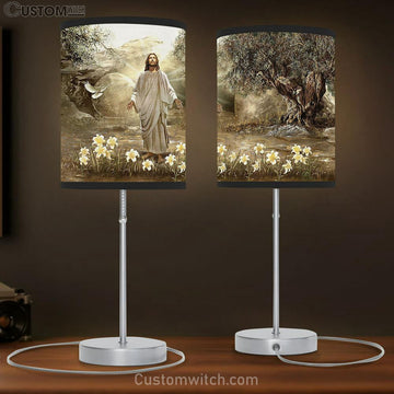 Jesus Dove Of Peace Meadow Landscape A New Day Has Come Table Lamp Art - Christian Lamp Gift Decor - Bible Verse Table Lamp