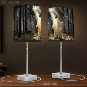Jesus Drawing, Light In Miracle Forest Table Lamp