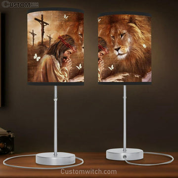 Jesus Drawing Lion King Pray For Healing Table Lamp