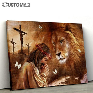 Jesus Drawing Lion King Pray For Healing Canvas Poster