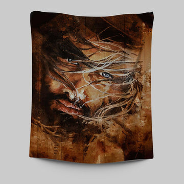 Jesus Face Wall Art Tapestry - Jesus Portrait Tapestry Prints - Christian Wall Art