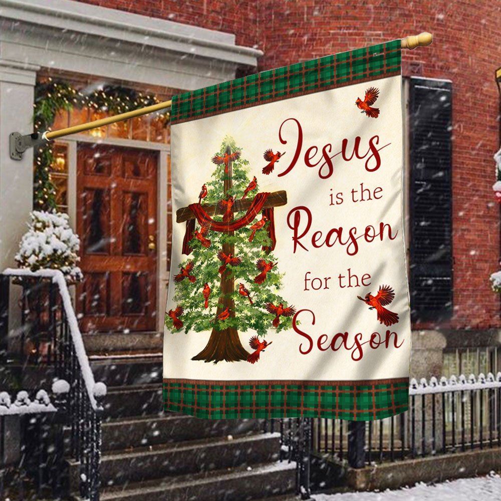 Jesus Family Flag, Jesus Is The Reason For The Season Christmas Flag, Christian Christmas House Flag, Christmas Outdoor Decor Ideas