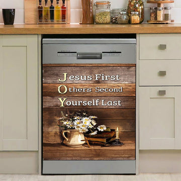 Jesus First Others Second Daisy Flower Vase The Bible Dishwasher Cover, Jesus Portrait Dishwasher Stickers, Christian Kitchen Decor