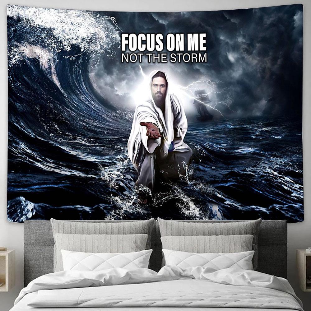Jesus Focus On Me Tapestry Wall Art - Jesus Christ Tapestry - Christian Tapestry Prints