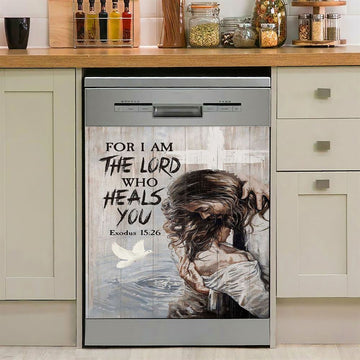 Jesus For I Am The Lord Who Heals You Dishwasher Cover, Christian Dishwasher Stickers, Bible Verse Kitchen Decor