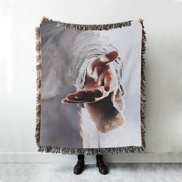 Jesus Gives Hand Woven Blanket Prints - Jesus Christ Woven Blanket Art - Christian Boho Blanket