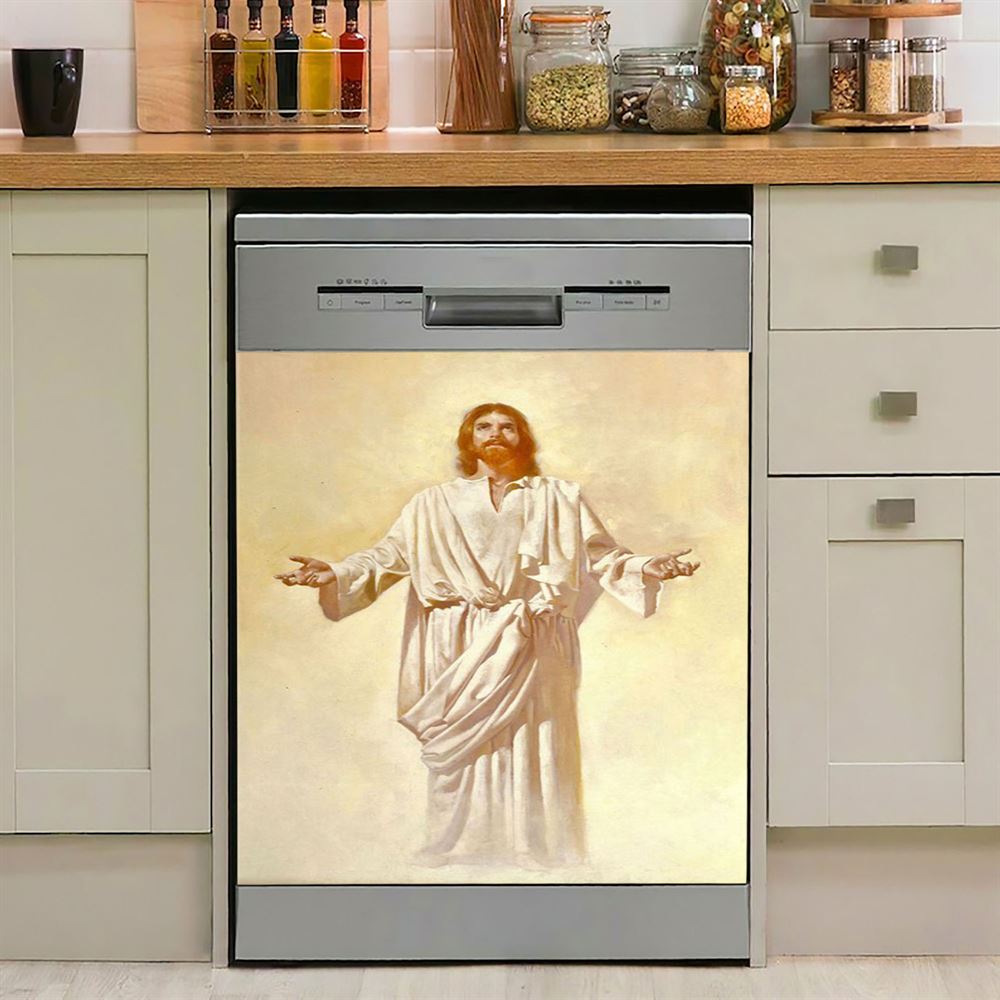 Jesus God With Open Arms Dishwasher Cover , Christian Dishwasher Stickers, Jesus Kitchen Decor