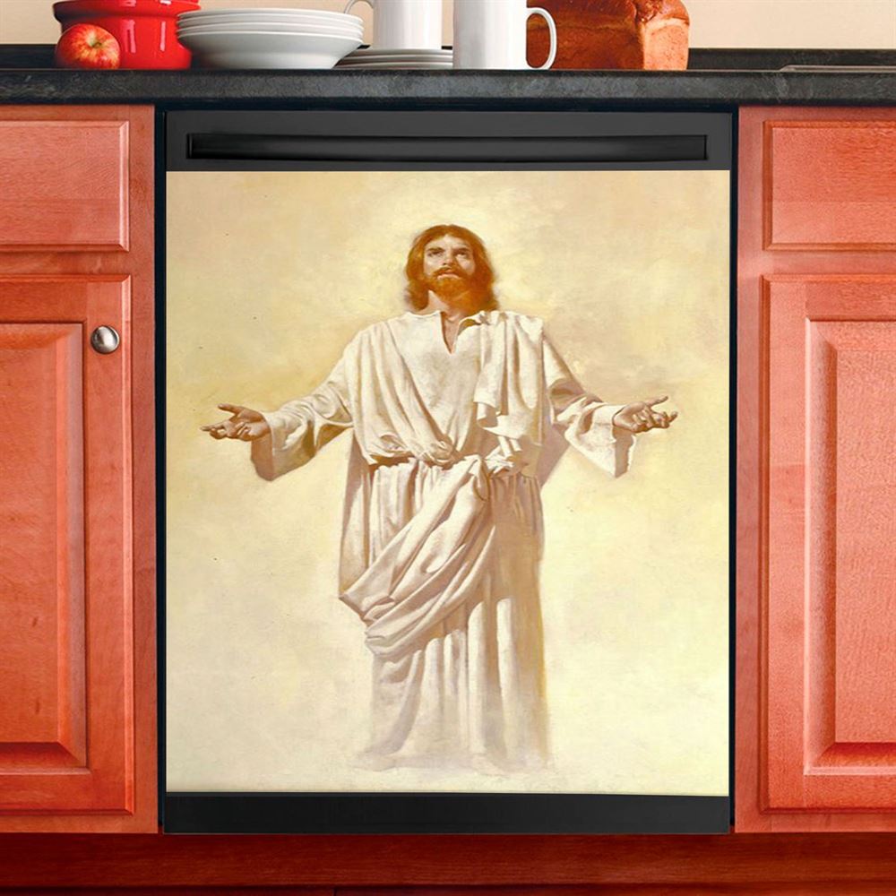 Jesus God With Open Arms Dishwasher Cover , Christian Dishwasher Stickers, Jesus Kitchen Decor