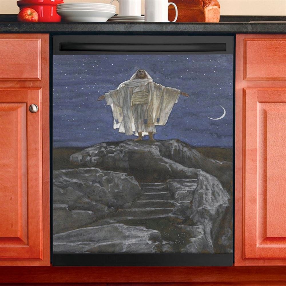 Jesus Goes Up Alone On A Mountain To Pray Dishwasher Cover , Christian Dishwasher Stickers, Jesus Kitchen Decor