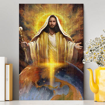 Jesus Got The Whole World In His Hands Wall Art Canvas - Jesus Portrait Canvas Prints - Christian Wall Art