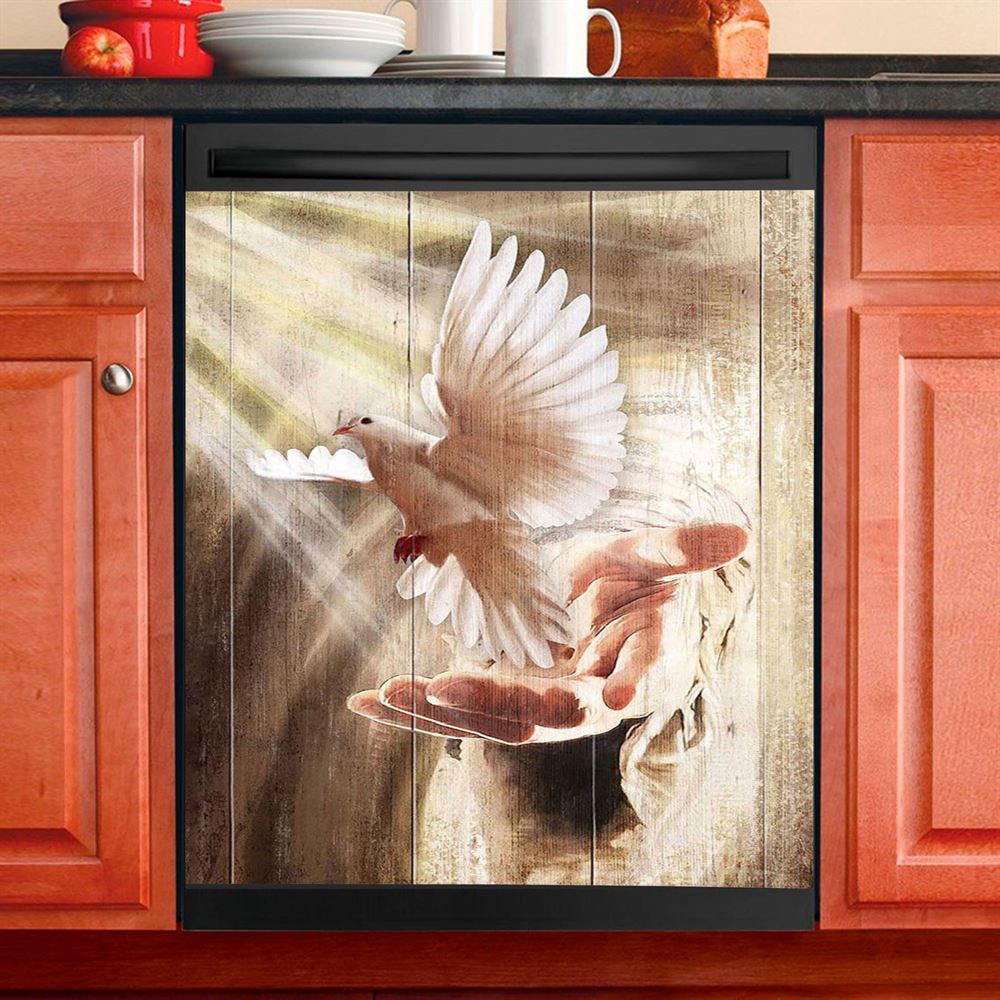 Jesus Hand A Dove On His Hand Dishwasher Cover, Christian Dishwasher Stickers, Bible Verse Kitchen Decor