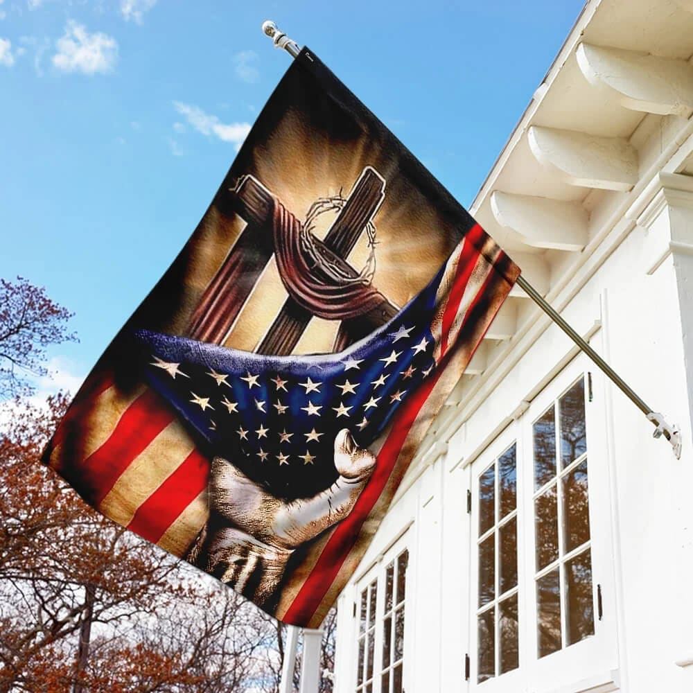 Jesus Hand Bright Christian Cross House Flags, Christian Flag, Scripture Flag, Garden Banner