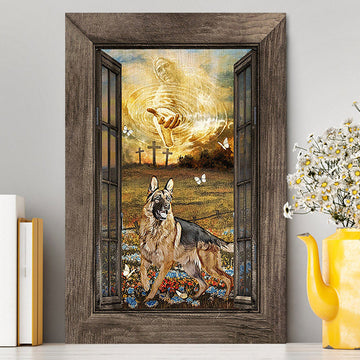 Jesus Hand German Shepherd Canvas - Christian Wall Art - Religious Home Decor