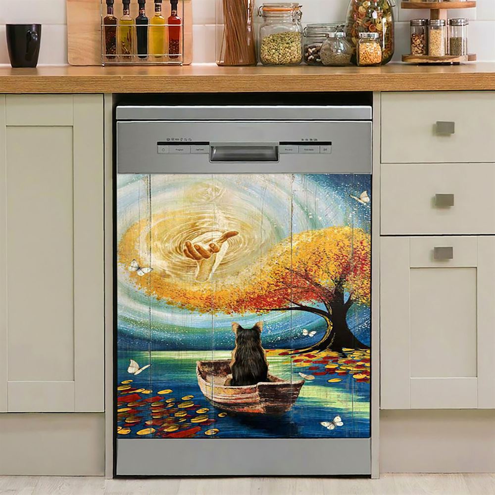 Jesus Hand German Shepherd Dog Dishwasher Cover, Jesus Portrait Dishwasher Stickers, Christian Kitchen Decor