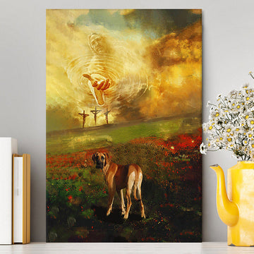 Jesus Hand Great Dane Flower Field Wall Art Canvas - Jesus Portrait Canvas Prints - Christian Wall Art