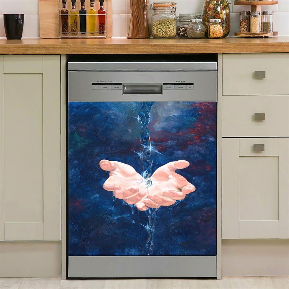 Jesus Hand Living Water Dishwasher Cover , Jesus Dishwasher Stickers, Jesus Kitchen Decor