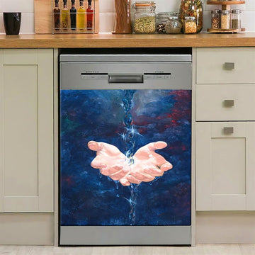 Jesus Hand Living Water Dishwasher Cover , Jesus Dishwasher Stickers, Jesus Kitchen Decor
