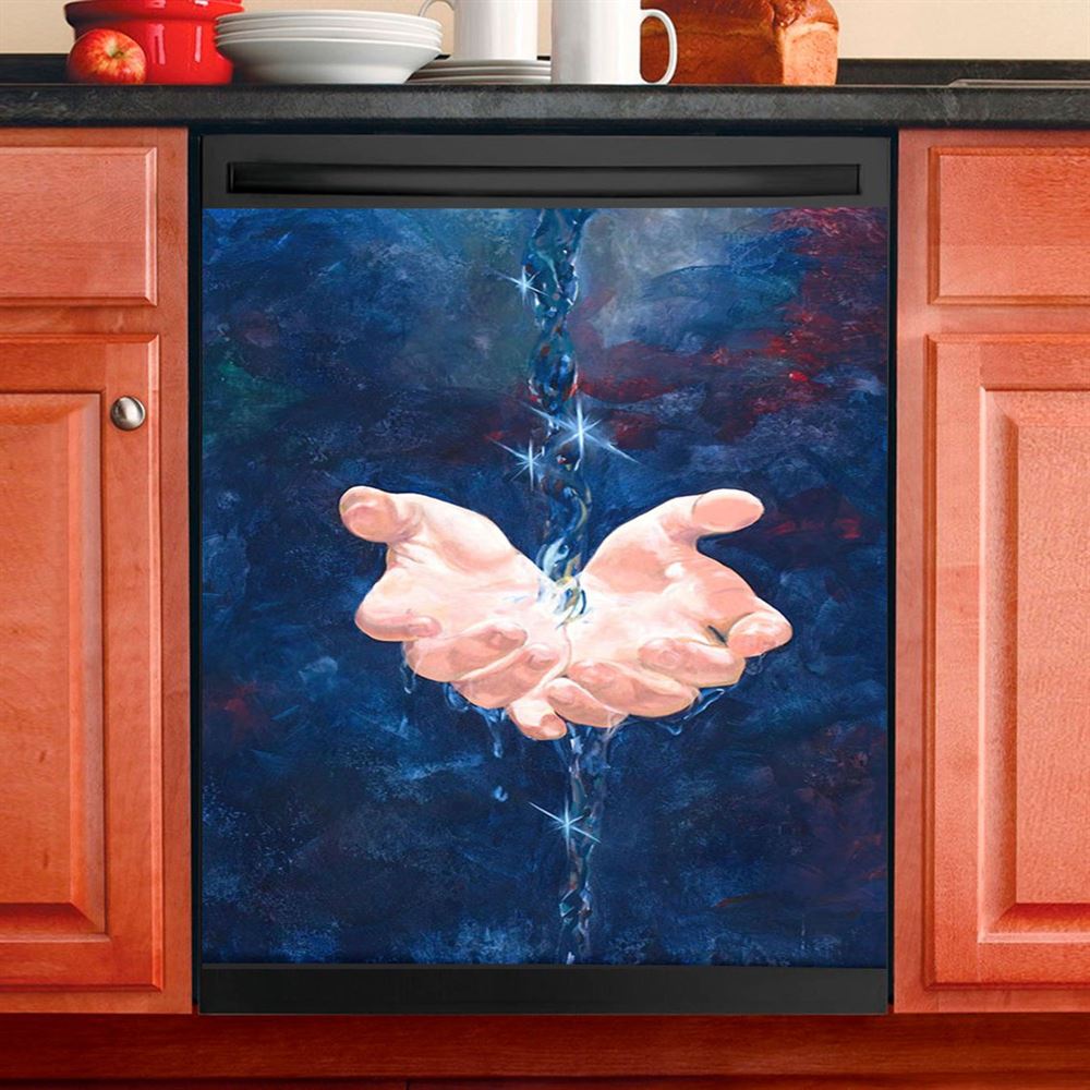Jesus Hand Living Water Dishwasher Cover , Jesus Dishwasher Stickers, Jesus Kitchen Decor
