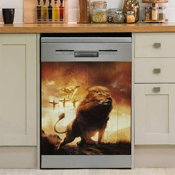 Jesus Hand Of God Lion Dishwasher Cover, Lion Dishwasher Stickers, Christian Inspirational Kitchen Decor