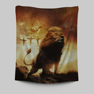 Jesus Hand Of God Lion Tapestry Prints - Lion Tapestry Art - Christian Inspirational Tapestry