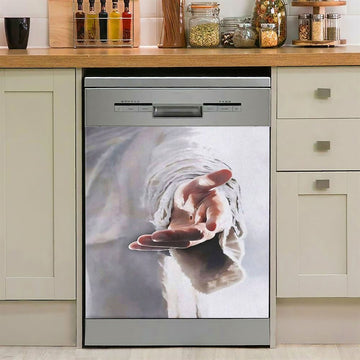 Jesus Hands Reaching Out Dishwasher Cover, Christian Dishwasher Stickers, Bible Verse Kitchen Decor