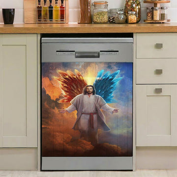 Jesus Hands Stretched Out Dishwasher Cover, Jesus Portrait Dishwasher Stickers, Christian Kitchen Decor