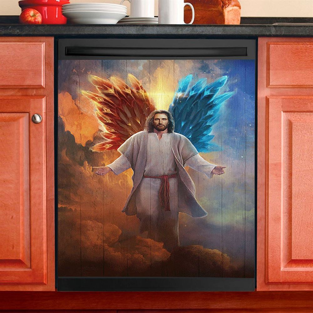 Jesus Hands Stretched Out Dishwasher Cover, Jesus Portrait Dishwasher Stickers, Christian Kitchen Decor