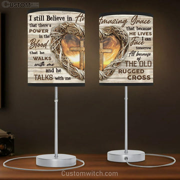 Jesus Heart Cross I Still Believe In Amazing Grace Table Lamp