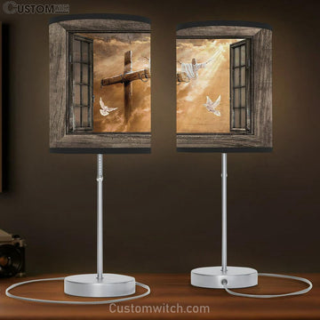 Jesus Heaven's Light The Rugged Cross Table Lamp Art - Christian Lamp Gift Decor - Bible Verse Table Lamp