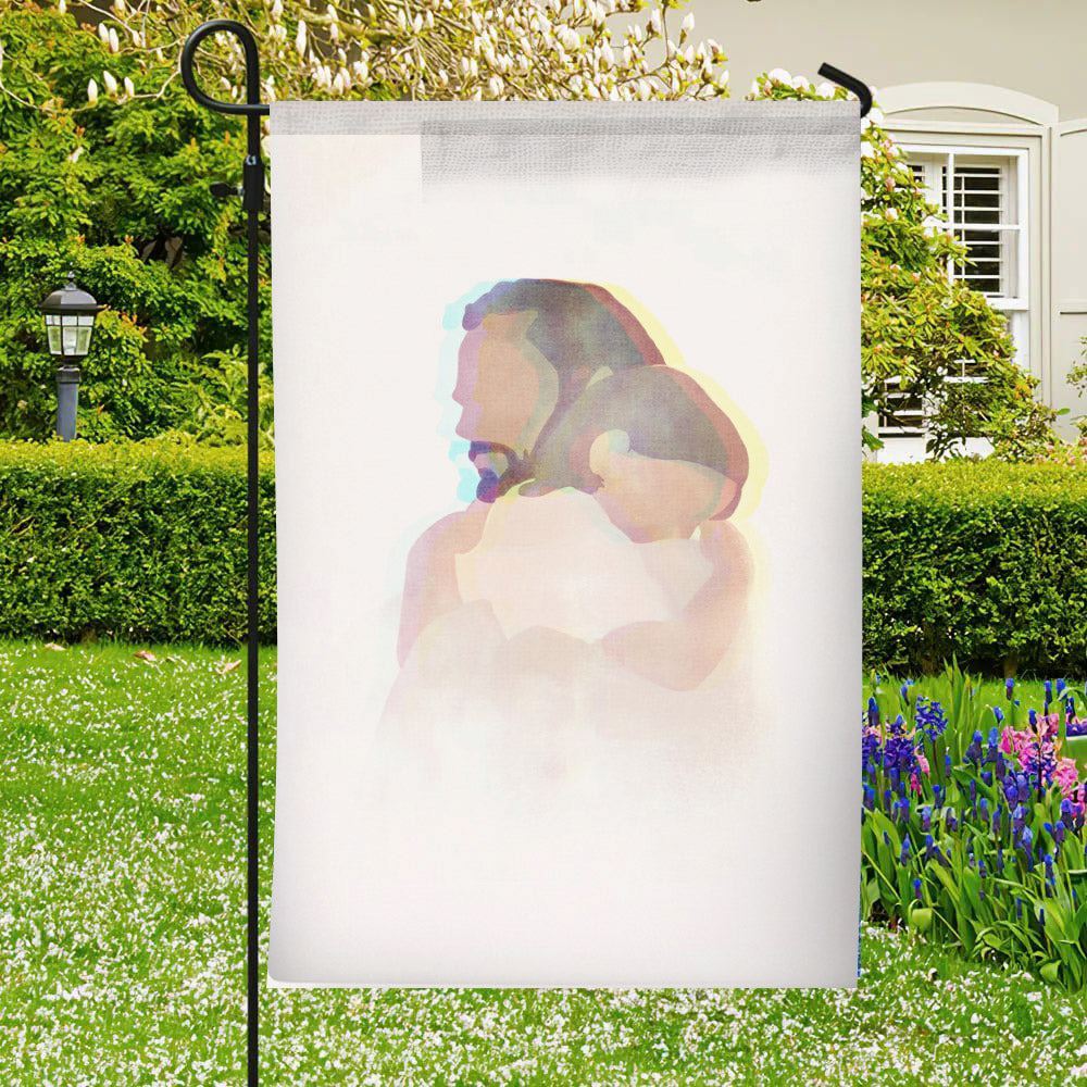 Jesus Holding The Child Flag, Christian&#39;s Flag, Jesus Garden Flag, Garden Flag, Welcome Flag, Christian Flag, Scripture Flag, Garden Banner