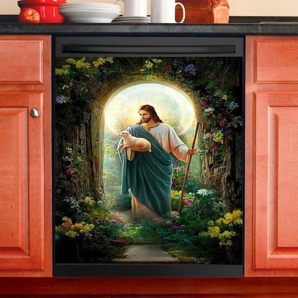 Jesus Hug A Lamb Dishwasher Cover , Jesus Dishwasher Stickers, Jesus Kitchen Decor