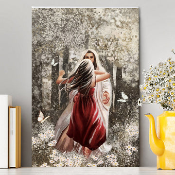 Jesus Hugging Girl Canvas Prints - Jesus Christ Canvas Art - Christian Wall Decor
