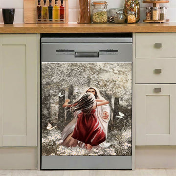 Jesus Hugging Girl Dishwasher Cover, Jesus Christ Dishwasher Stickers, Christian Kitchen Decor