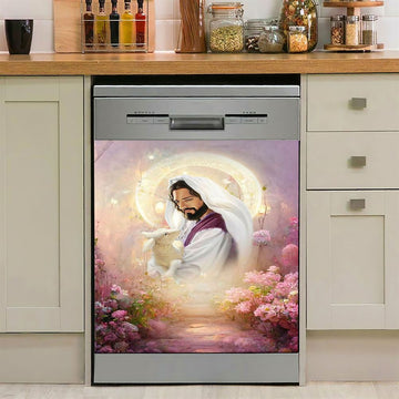 Jesus Hugging Lamb Dishwasher Cover , Jesus Dishwasher Stickers, Jesus Kitchen Decor