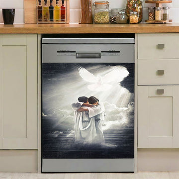 Jesus Hugging Man Dove Dishwasher Cover, Christian Dishwasher Stickers, Bible Verse Kitchen Decor