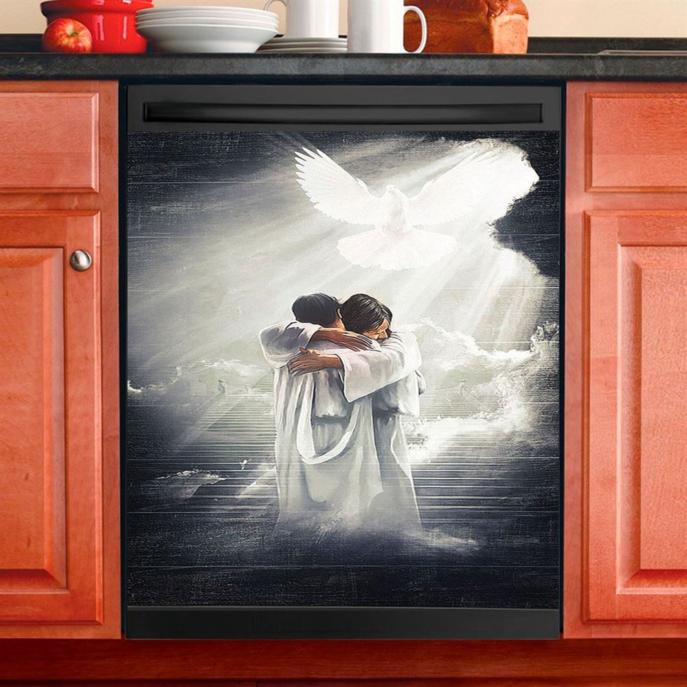 Jesus Hugging Man Dove Dishwasher Cover, Christian Dishwasher Stickers, Bible Verse Kitchen Decor