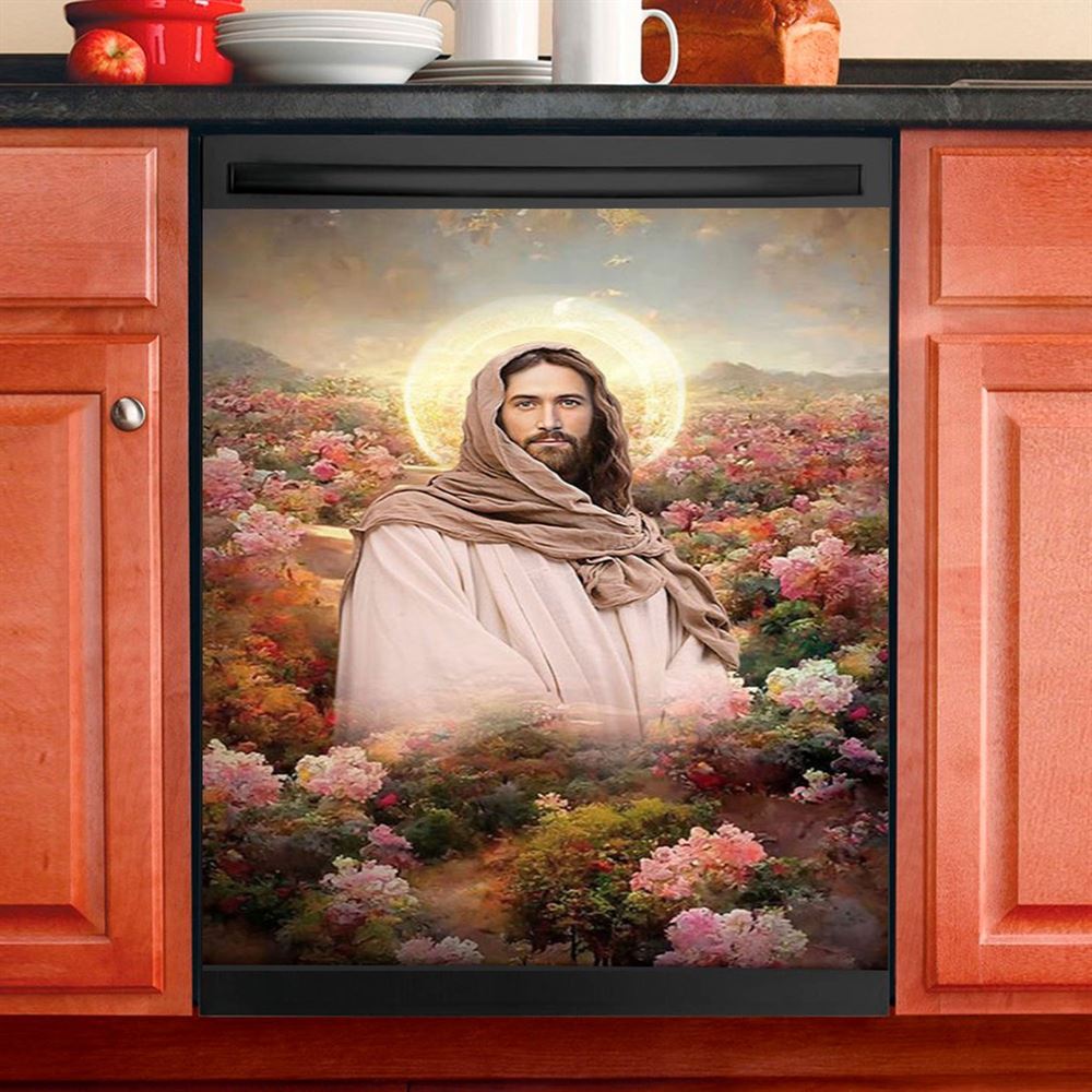 Jesus In Flowers Dishwasher Cover , Jesus Dishwasher Stickers, Jesus Kitchen Decor