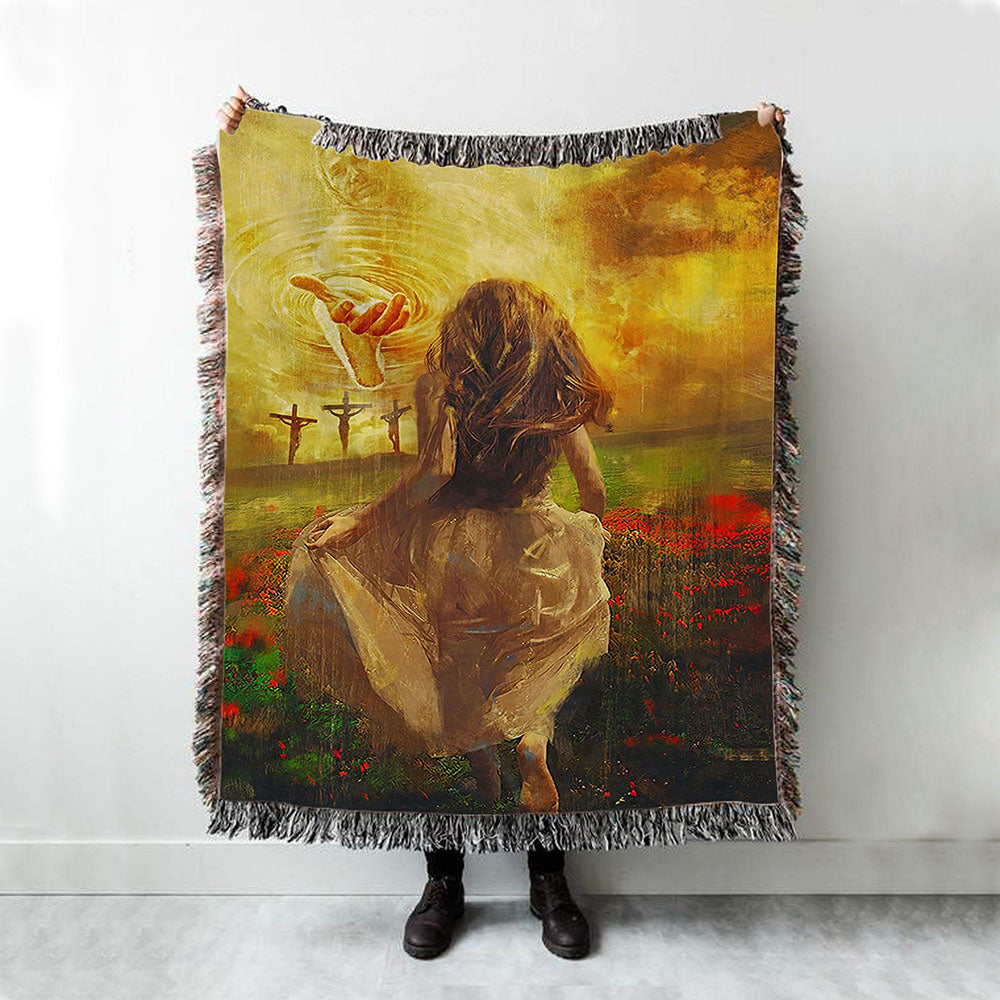 Jesus In Heaven Woven Throw Blanket - The Girl Running To JesusChristian Boho Blanket - Christian Woven Throw Blanket