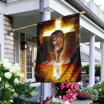 Jesus Is Alive The Lion And The Lamb Jesus Christ Lion And Lamb House Flags, Christian Flag, Scripture Flag, Garden Banner