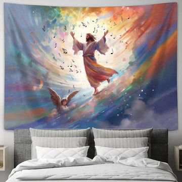 Jesus Is Dancing Tapestry Prints - Jesus Christ Picture - Jesus Tapestry Art