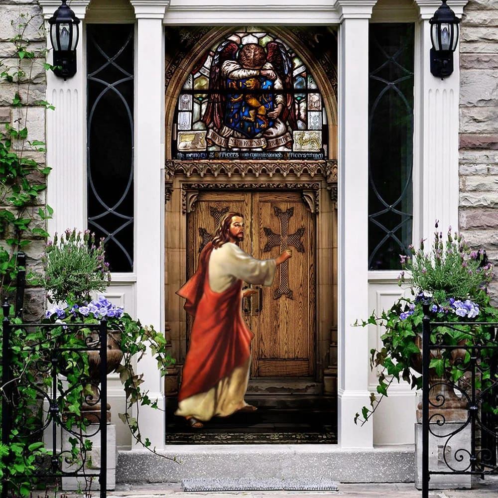 Jesus Is Knocking At The Door Door Cover, Christian Door Decor, Door Christian Church, Christian Door Plaques