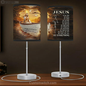 Jesus Is My Everything Table Lamp - A Boat Trip With Jesus Table Lamp Art - Christian Lamp Gift Decor - Bible Verse Table Lamp