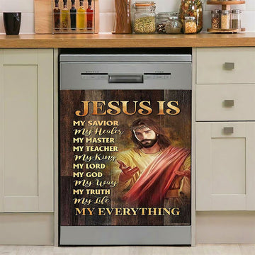 Jesus Is My Everything Dishwasher Cover, Crown Of Thorn Jesus Is My Savior Dishwasher Stickers, Bible Verse Kitchen Decor