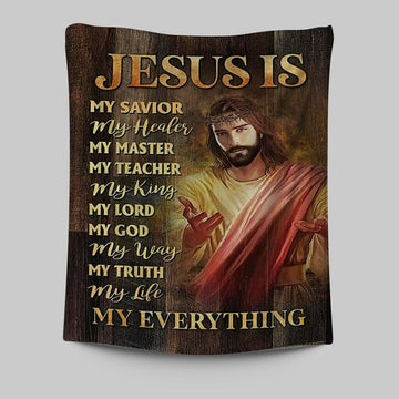 Jesus Is My Everything Tapestry - Crown Of Thorn Jesus Is My Savior Tapestry Wall Art - Bible Verse Tapestry Art -  Christian Indoor Wall Tapestries