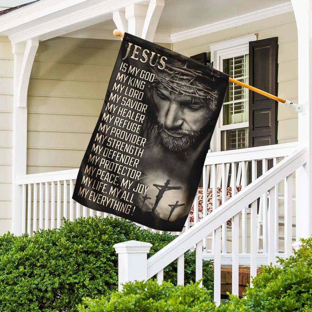 Jesus Is My God My Lord My Savior House Flag, Christian Flag, Christian Flag, Scripture Flag, Garden Banner