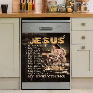 Jesus Is My God Soldier Thunder Dishwasher Cover, Jesus Portrait Dishwasher Stickers, Christian Kitchen Decor