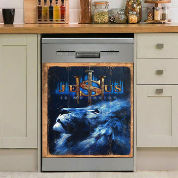 Jesus Is My Savior Blue Lion Dishwasher Cover, Christian Dishwasher Stickers, Bible Verse Kitchen Decor