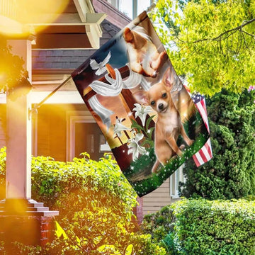 Jesus Is My Savior Chihuahua Is My Therapy Dog And Jesus Chihuahua House Flag, Christian Flag, Christian Flag, Scripture Flag, Garden Banner