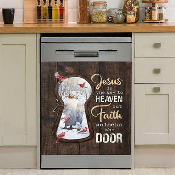 Jesus Is The Key To Heaven Dishwasher Cover, Jesus Christ Northern Cardinal Dishwasher Stickers, Christian Kitchen Decor